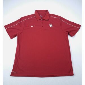 Nike Polo Shirt Mens XL‎ Red Oklahoma Sooners College Football Pullover Dri-Fit